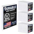 Samsill 24 Pack Durable 0.5 Inch 3 Ring Binders, Round Ring, Clear View Cover for Presentations, White