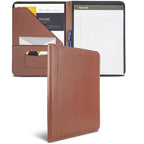 Samsill Contrast Stitch Leather Padfolio and Business Portfolio for Men and Women, Resume/Document Organizer with Writing Pad, Tan (71716)