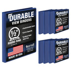 Samsill 8 Pack Durable 0.5 Inch 3 Ring Binders, Round Ring, Clear View Cover for Presentations, Blue