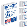 Samsill 2 Inch 3 Ring Binders, Made in USA, Economy Round Ring, Clear View Cover, 425 Sheet Capacity - for School, Home, Office - White, 12 Pack