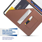 Samsill Contrast Stitch Leather Padfolio and Business Portfolio for Men and Women, Resume/Document Organizer with Writing Pad, Tan (71716)