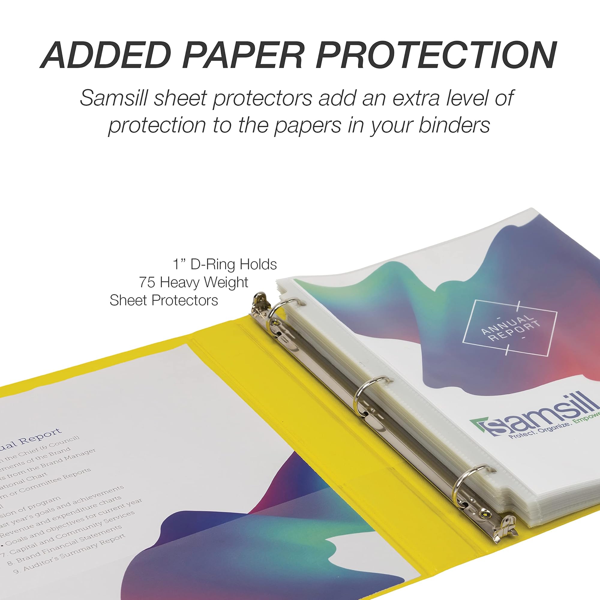 Samsill Durable 1 inch 3 Ring Binder, Made in USA, D Ring Binder, 100% Recycled Chipboard, Yellow, 12 Pack