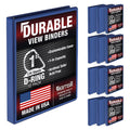Samsill Durable 1 inch 3 Ring Binder, Made in USA, D Ring Binder, 100% Recycled Chipboard, Blue, 12 Pack
