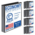 Samsill 1.5 Inch 3 Ring Binders, Made in USA, Economy Round Ring , Clear View Cover, 325 Sheet Capacity - for School, Home, Office - Black, 12 Pack