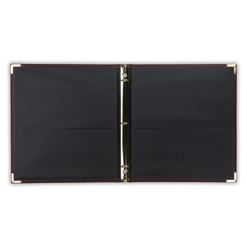 Samsill Classic Collection Leather 3 Ring Binder, Executive Presentation Portfolio, 0.5 Inch (Holds 100 Sheets), Brass Round Ring, Burgundy