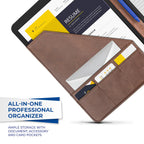 Samsill Two-Tone Padfolio Portfolio Folder, Professional Resume and Document Organizer with 8.5 x 11 Writing Pad, Business Card Pockets and Pen Holder, Faux Leather, Brown/Dark Brown