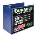 Samsill Durable 6 inch 3 Ring Binder, Locking D Ring Binder, Customizable Clear View Cover, Blue, Holds 1225 Pages