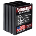 Samsill Durable 1 Inch Binder, Made in the USA, D Ring Binder, Customizable Clear View Cover, Black, 4 Pack, Each holds 225 Pages