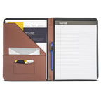 Samsill Contrast Stitch Leather Padfolio and Business Portfolio for Men and Women, Resume/Document Organizer with Writing Pad, Tan (71716)