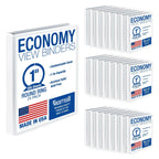 Samsill 1 Inch 3 Ring Binders, Economy Round Ring, Clear View Cover, 200 Sheet Capacity - for School, Home, Office - White, 24 Pack