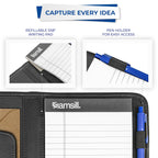 Samsill Professional Padfolio, Faux-Leather Mini Portfolio, with 5 x 8 Writing Pad, Black