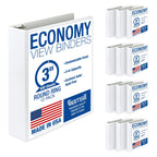 Samsill 3 Inch 3 Ring Binders, Economy Round Ring, Clear View Cover, 550 Sheet Capacity - for School, Home, Office - White, 12 Pack