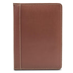 Samsill Contrast Stitch Faux-Leather Portfolio, Mini Size Business Interview Professional Padfolio, Includes 5 x 8 Inch Writing Pad, Brown