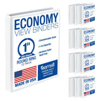 Samsill 1 Inch 3 Ring Binders, Made in USA, Economy Round Ring, Clear View Cover, 200 Sheet Capacity - for School, Home, Office - White, 12 Pack
