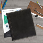 Samsill 0.5 Inch 3 Ring Binder, Leather, Black with Contrast Stitching, 8.5X 11 Inch, 3 Rings, Notebook Binder, Portfolio Organizer, Planner, Journal