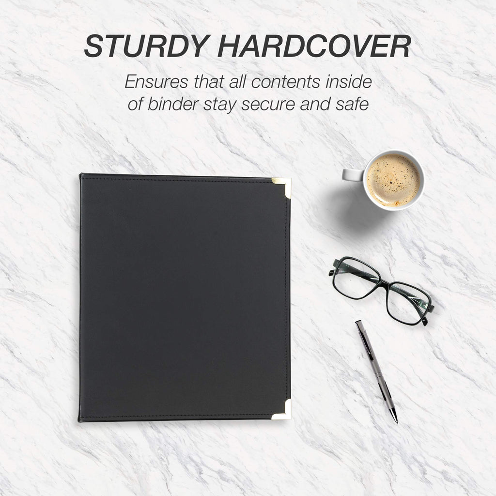 Samsill Leather Binder, Classic Collection, 3 Ring, Executive Presentation Portfolio, 1 Inch (Holds 200 Sheets), Brass Round Ring, Black