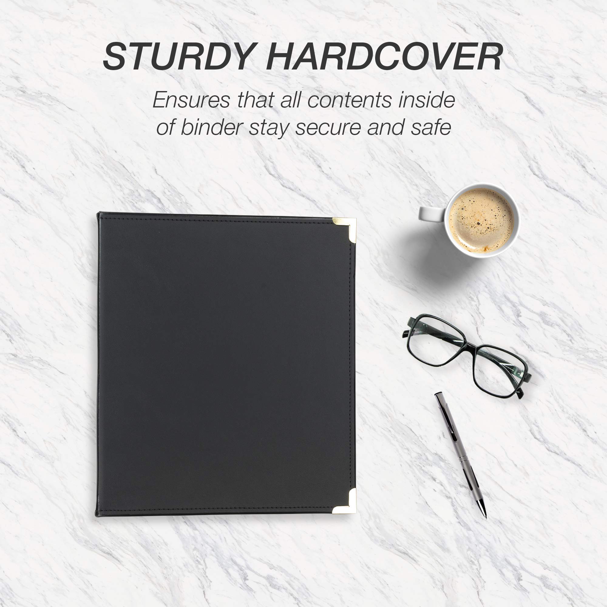 Samsill Leather Binder, Classic Collection, 3 Ring, Executive Presentation Portfolio, 1 Inch (Holds 200 Sheets), Brass Round Ring, Black