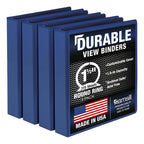 Samsill 4 Pack Durable 1.5 Inch 3 Ring Binders, Round Ring, Clear View Cover for Presentations, Blue