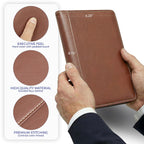 Samsill Contrast Stitch Faux-Leather Portfolio, Mini Size Business Interview Professional Padfolio, Includes 5 x 8 Inch Writing Pad, Brown