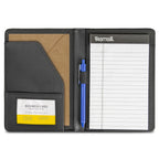 Samsill Contrast Stitch Faux-Leather Portfolio, Mini Size Business Interview Professional Padfolio, Includes 5 x 8 Inch Writing Pad, Black