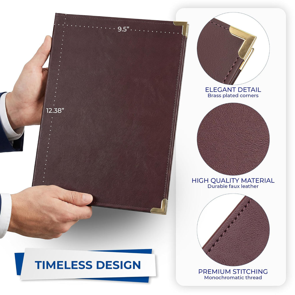 Samsill Classic Collection Business Portfolio - Executive Padfolio for Resume & Document Organizer - 8.5 by 11-Inch Legal Pad, Faux Leather with Brass Corners (Burgundy)