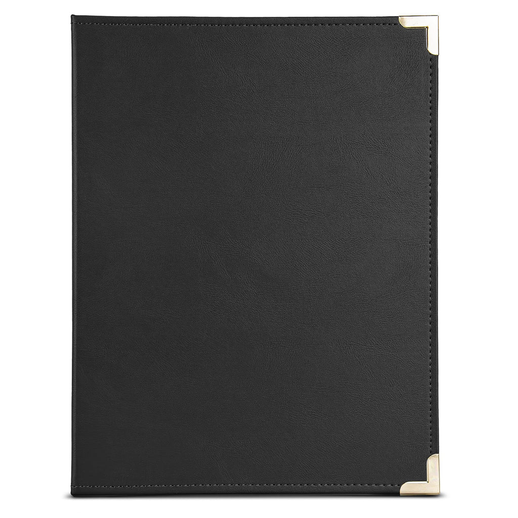 Samsill Classic Collection Business Portfolio - Executive Padfolio for Resume & Document Organizer - 8.5 by 11-Inch Legal Pad, Faux Leather with Brass Corners (Black)
