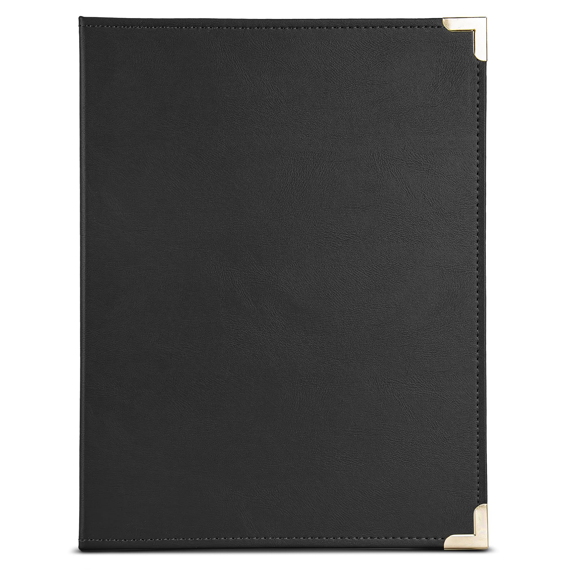 Samsill Classic Collection Business Portfolio - Executive Padfolio for Resume & Document Organizer - 8.5 by 11-Inch Legal Pad, Faux Leather with Brass Corners (Black)