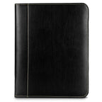 Samsill Contrast Stitch Leather Zippered Portfolio Folder/Business Portfolio for Men and Women, Resume/Document Organizer with Writing Pad, Black (71720)