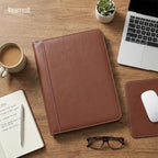 Samsill Contrast Stitch Leather Padfolio and Business Portfolio for Men and Women, Resume/Document Organizer with Writing Pad, Tan (71716)