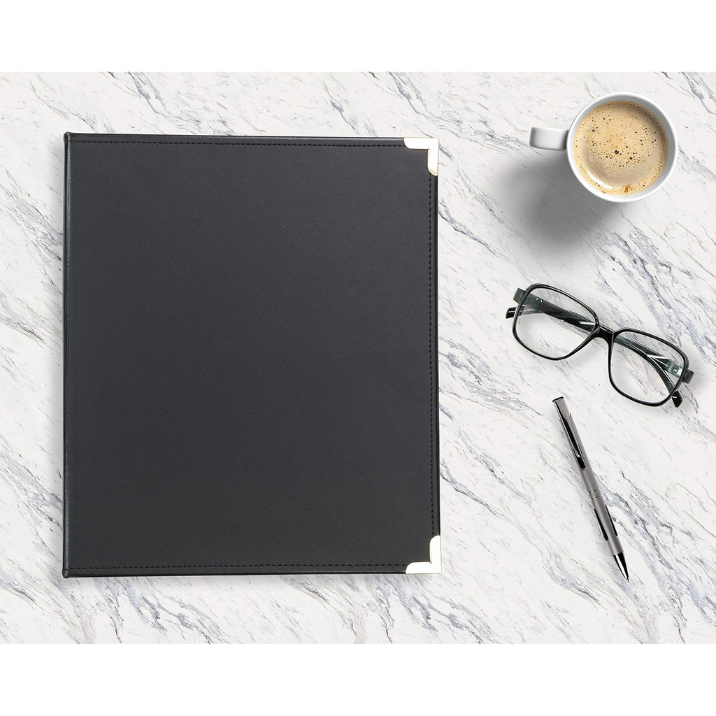 Samsill Classic Collection Leather 3 Ring Binder, Executive Presentation Portfolio, 0.5 Inch (Holds 100 Sheets), Brass Round Ring, Black