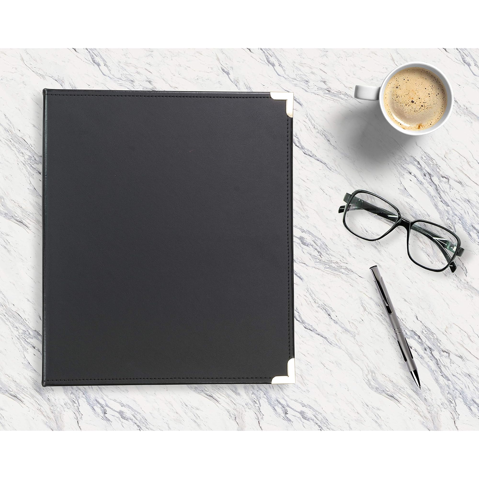 Samsill Classic Collection Leather 3 Ring Binder, Executive Presentation Portfolio, 0.5 Inch (Holds 100 Sheets), Brass Round Ring, Black