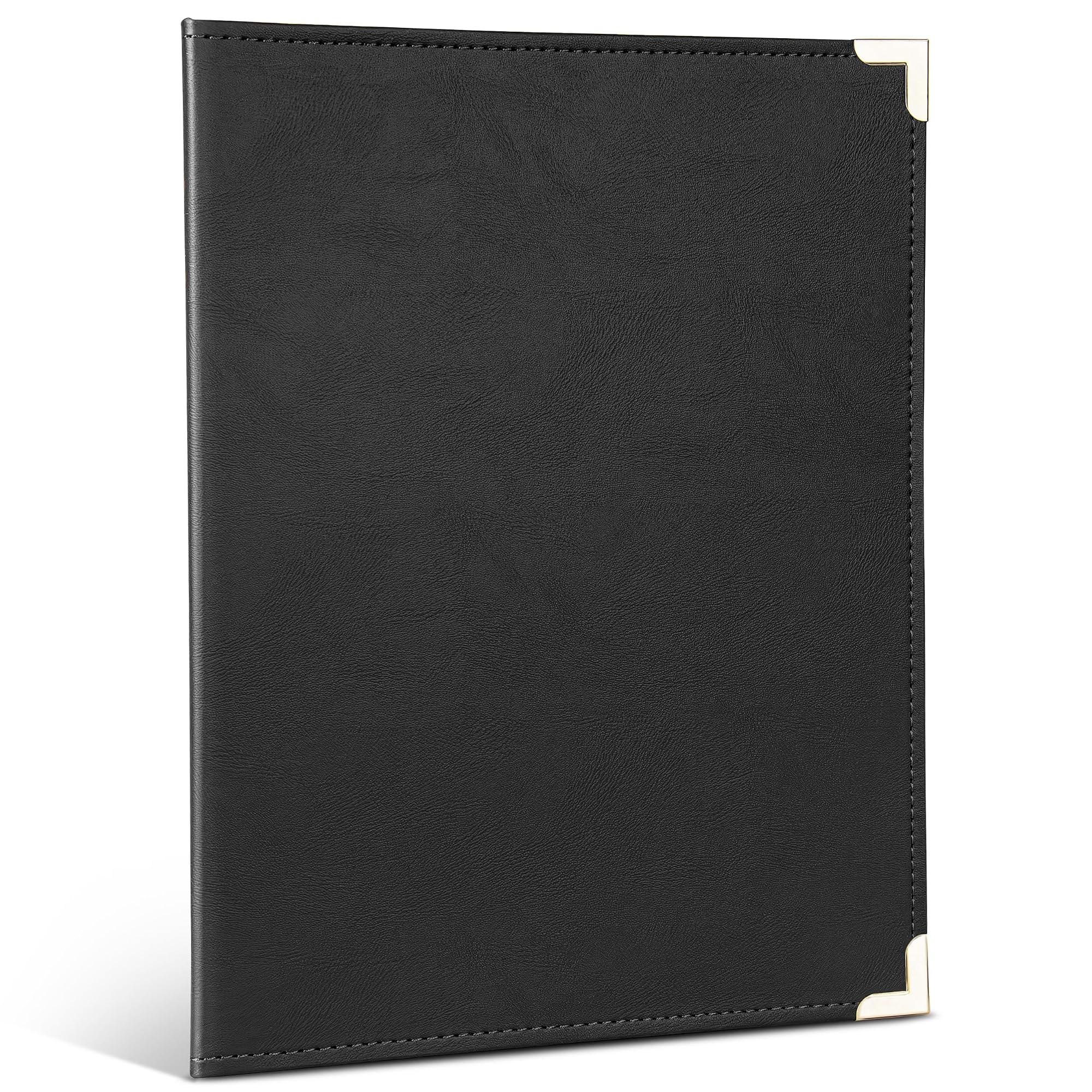 Samsill Classic Collection Business Portfolio - Executive Padfolio for Resume & Document Organizer - 8.5 by 11-Inch Legal Pad, Faux Leather with Brass Corners (Black)
