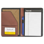 Samsill Contrast Stitch Faux-Leather Portfolio, Mini Size Business Interview Professional Padfolio, Includes 5 x 8 Inch Writing Pad, Brown