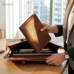 Samsill Contrast Stitch Faux-Leather Portfolio, Mini Size Business Interview Professional Padfolio, Includes 5 x 8 Inch Writing Pad, Brown