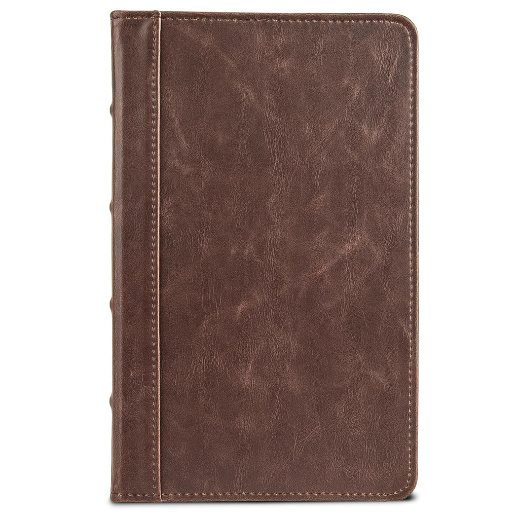 Samsill Small  Vintage Portfolio / Zipper Faux Leather Portfolio, Book Style Hardback Design, Business & Interview Padfolio Organizer, Holds 5 x 8 Writing Pad, Dark Brown