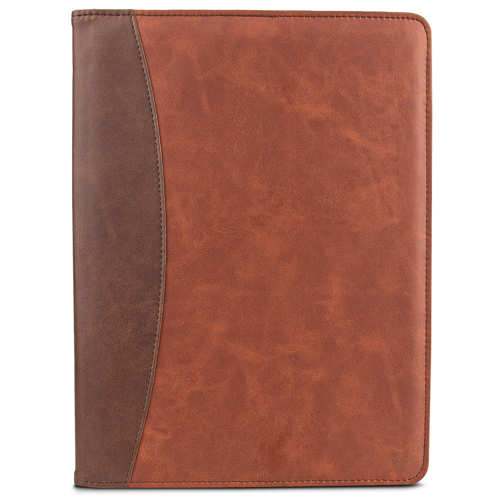 Samsill Two-Tone Padfolio Portfolio Folder, Professional Resume and Document Organizer with 8.5 x 11 Writing Pad, Business Card Pockets and Pen Holder, Faux Leather, Brown/Dark Brown