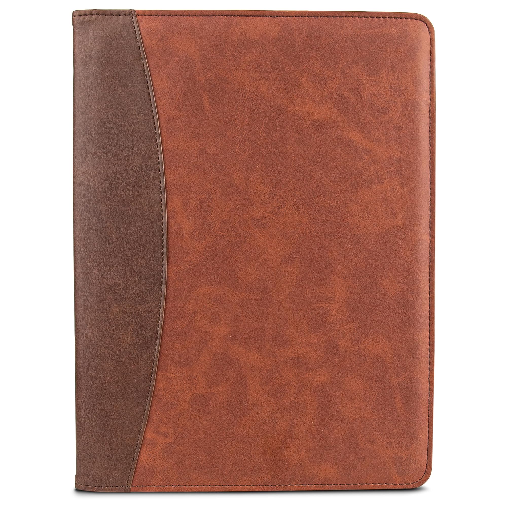 Samsill Two-Tone Padfolio Portfolio Folder, Professional Resume and Document Organizer with 8.5 x 11 Writing Pad, Business Card Pockets and Pen Holder, Faux Leather, Brown/Dark Brown